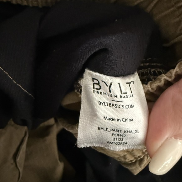 BYLT Pants Drawstring Elastic Waist Men's XL Khaki Cotton Stretch Fast Shipping - Picture 6 of 10